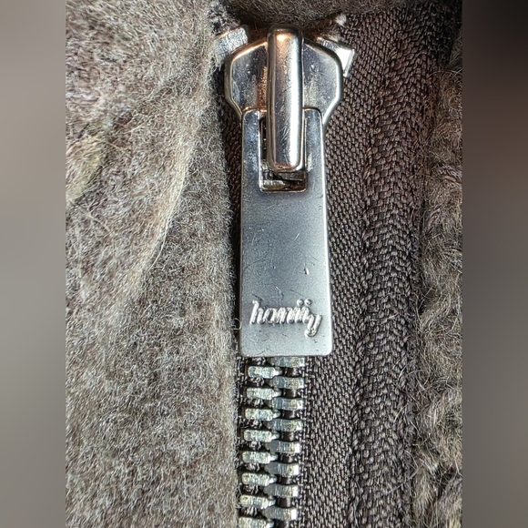 Hanii Y Wool Blend Cape Coat Brown Knit Overlay Funnel Collar Size 38 Small - Picture 10 of 12